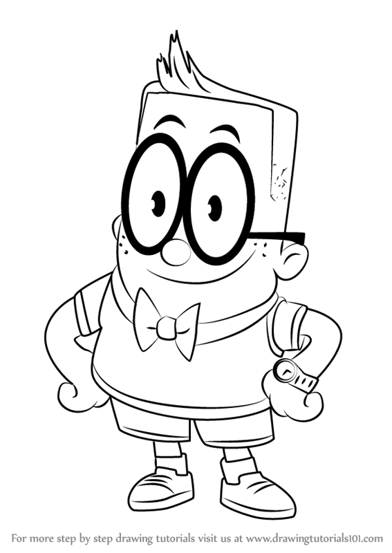 567x800 learn how to draw melvin from captain underpants movie - Captain Underpants Drawing