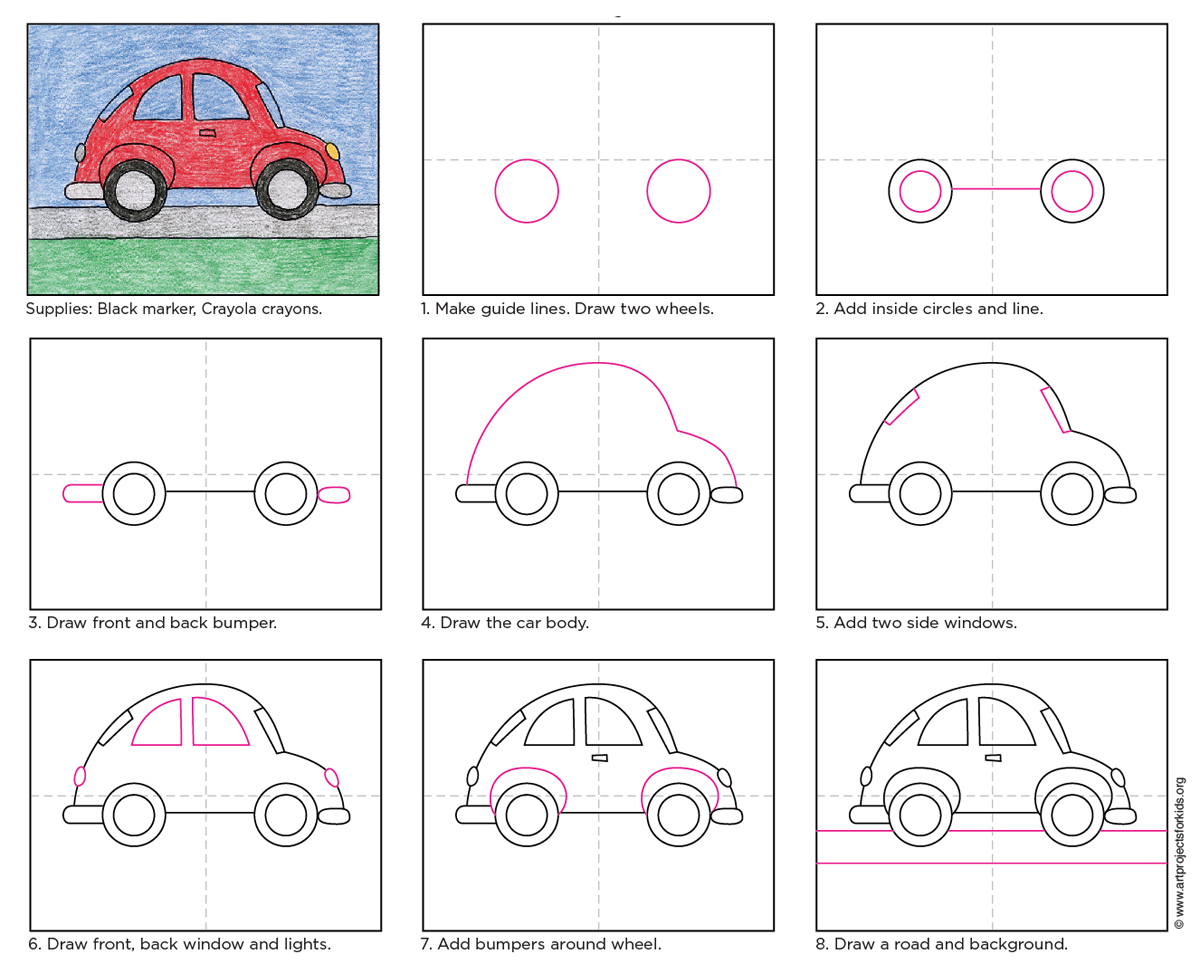 1200x973 Draw A Cute And Easy Car Art Projects For Kids - Car Body Drawing