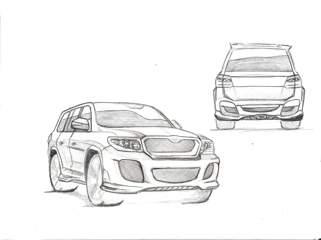 1024x768 Pencil Car - Car Body Drawing