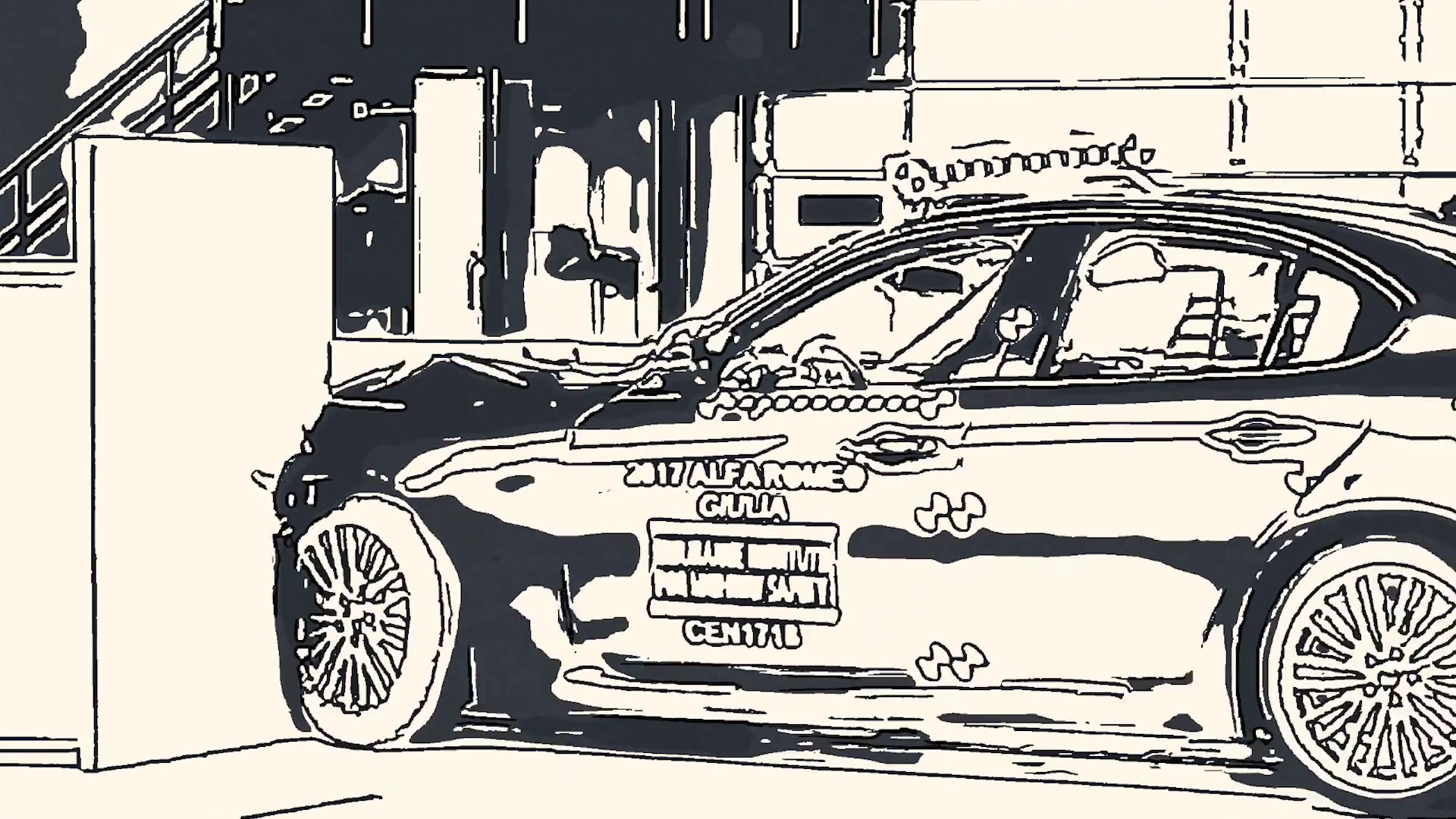 1920x1080 car crash test in slow motion pencil drawing effect stock video - Car Crash Drawing