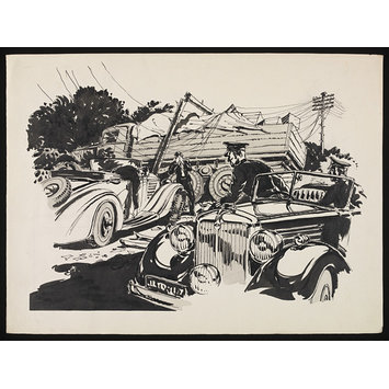 355x355 Police Arriving - Car Crash Drawing