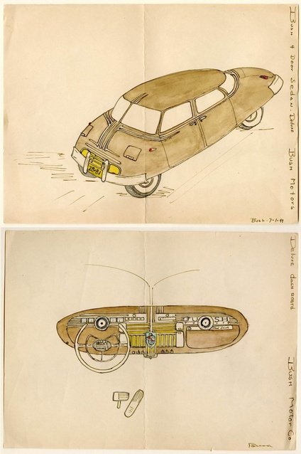 424x638 Concept Car And Dashboard Drawings No Original Art Limited Runs - Car Dashboard Drawing