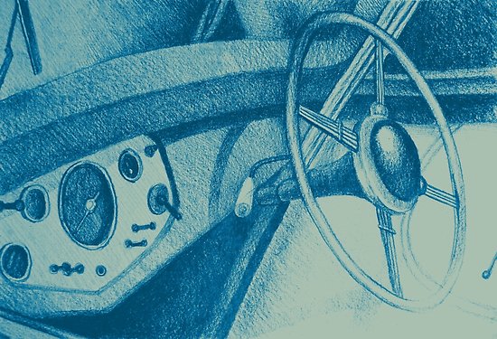 550x375 Vintage Car Dashboard Drawing Illustration Posters - Car Dashboard Drawing