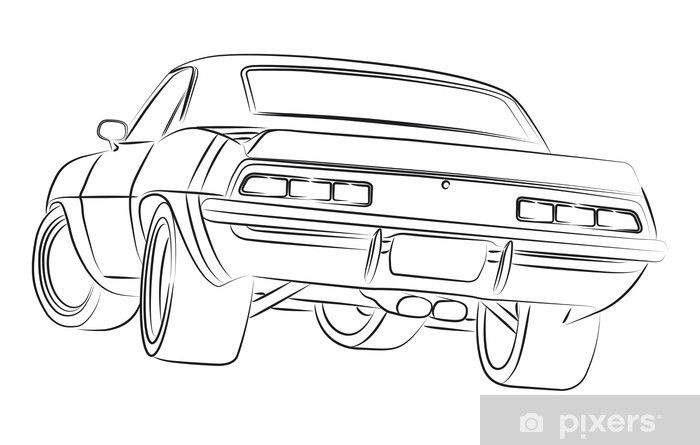 700x445 Muscle Car Drawing Wall Mural We Live To Change - Car Drawing