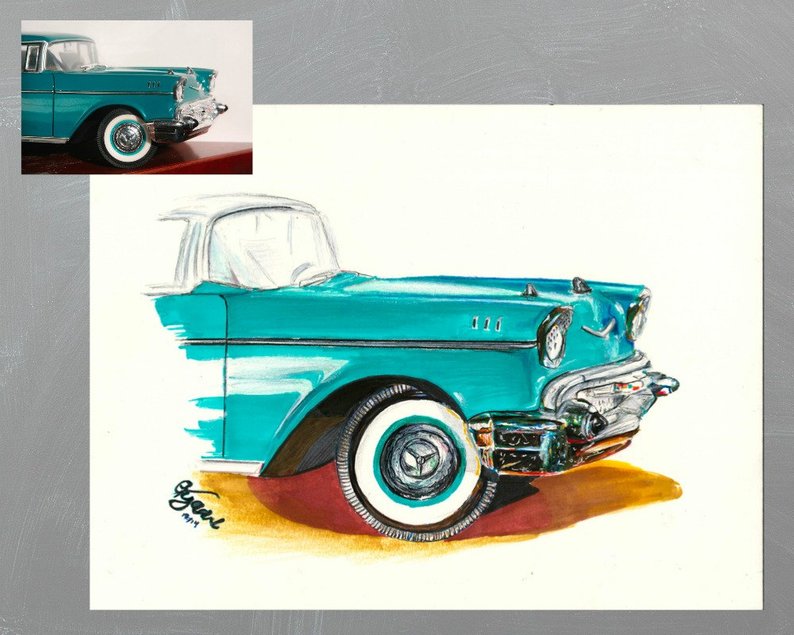 794x635 Custom Personalized Car Drawing Made To Order From Etsy - Car Drawing