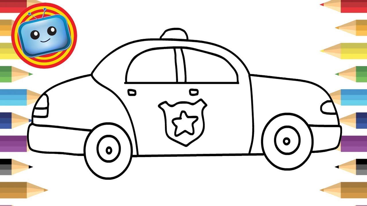 1280x720 How To Draw A Police Car Colouring Book Simple Drawing Game - Car Drawing Book