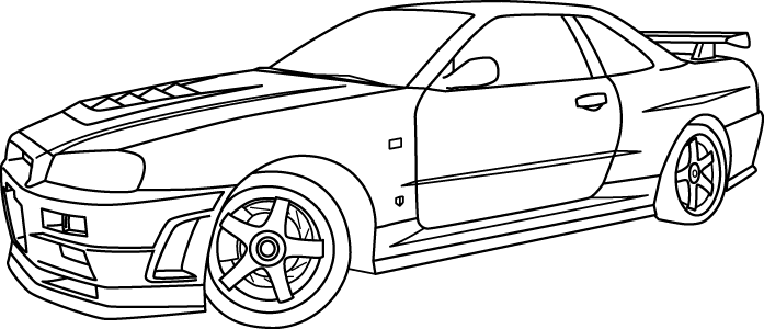 697x300 cadillac drawing coloring - Car Drawing Color