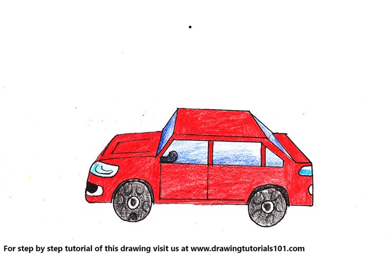 800x524 One Point Perspective Car Colored Pencils - Car Drawing Color
