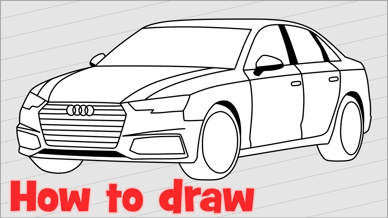 1280x720 how to draw a car audi sedan step - Car Drawing Drawing