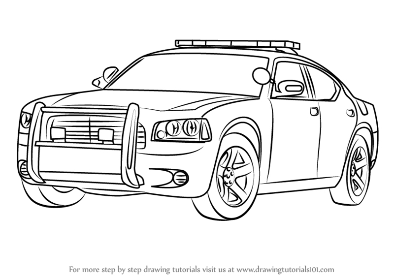 800x567 Learn How To Draw A Dodge Police Car - Car Drawing Drawing