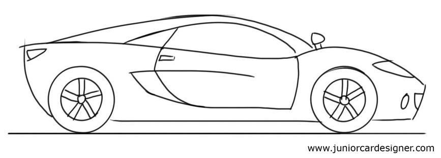 867x312 Easy Car Drawing Tutorial For Children Sports Car Side View - Car Drawing Easy