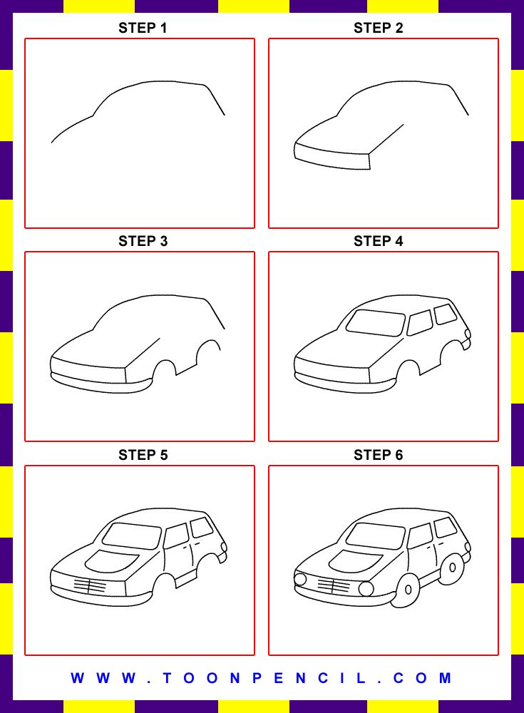 Easy steps for kids. Нарисовать Step by Step. Машина пошагово для детей. Draw car Step by Step. Карточки нарисовать с авто.