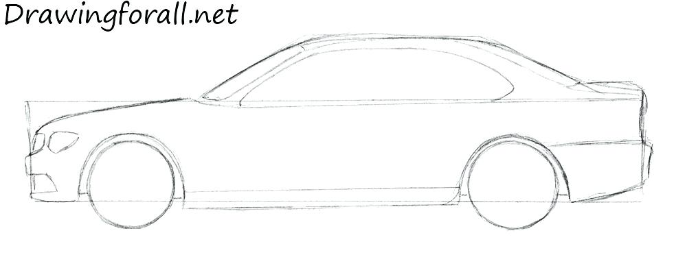 1000x391 Drawings Of Cars Drawing Sport Muscle Car Easy Teencollective - Car Drawing For Beginners