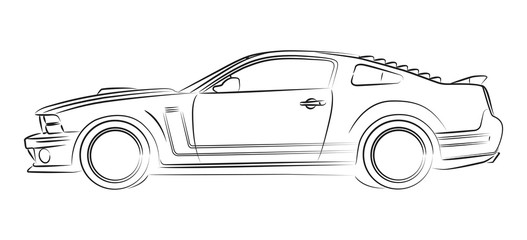 527x240 Modern Muscle Car Drawing - Car Drawing Images