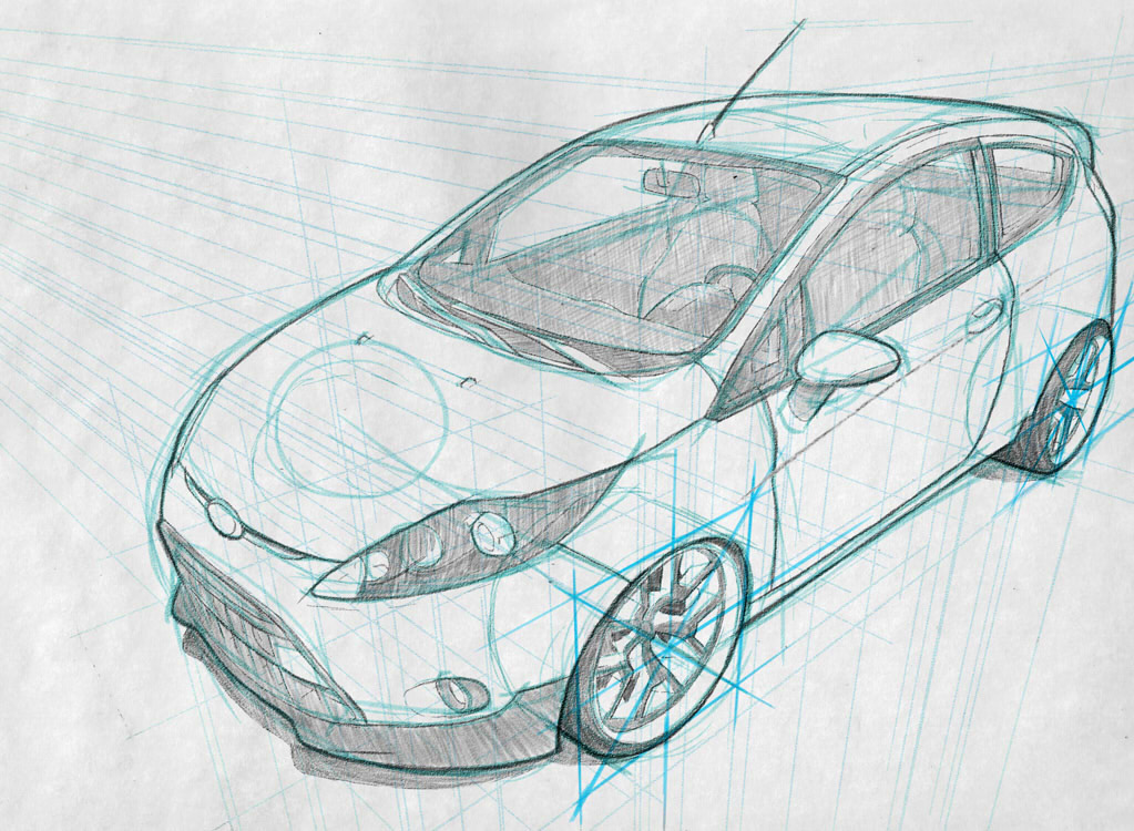 1023x750 Car Drawing Techniques On Behance - Car Drawing Images