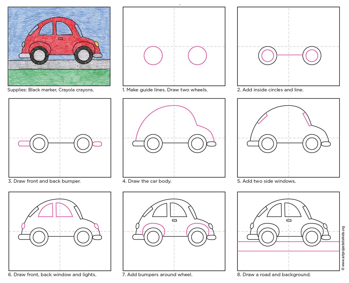 1200x973 Draw A Cute And Easy Car Apfk Tutorials Drawings, Car Drawing - Car Drawing Pdf
