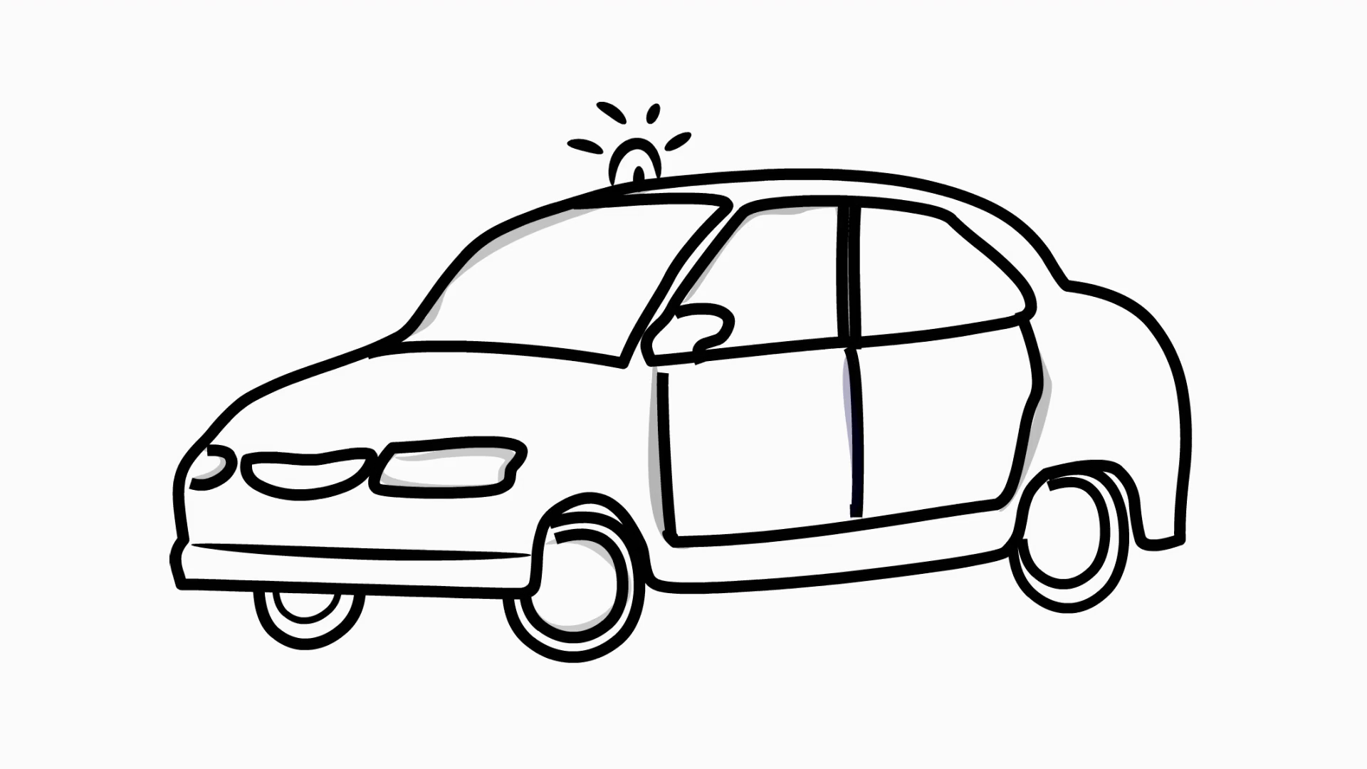 1920x1080 Police Car Line Drawing Illustration Animation With Transparent - Car Drawing Pictures