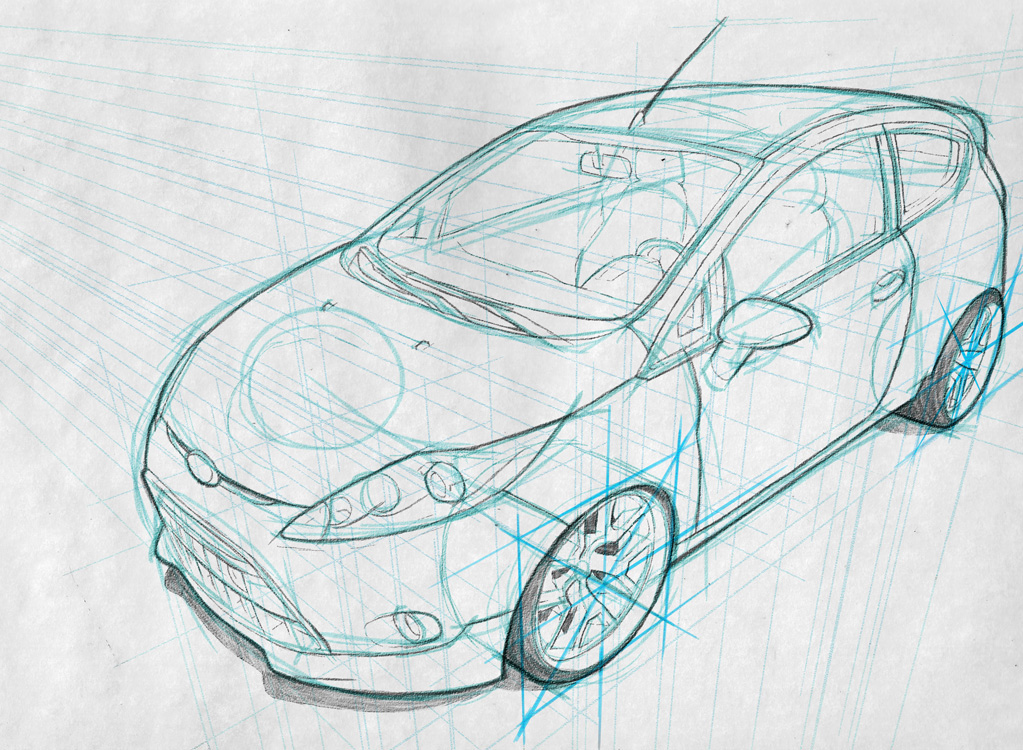 1023x750 Car Drawing Techniques On Behance - Car Drawing Pictures