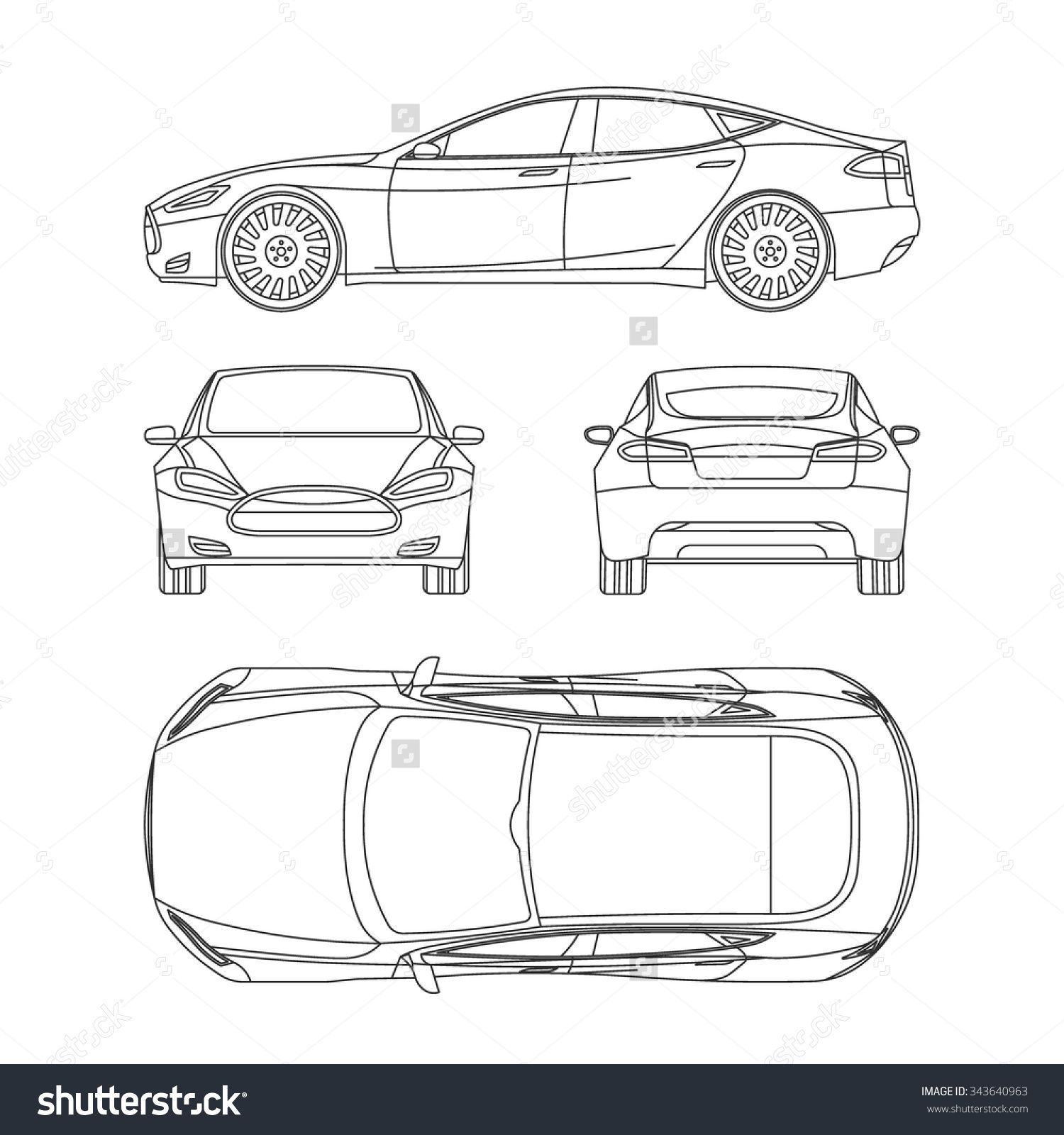 1500x1600 Landscape Plan In Car Top View, Report - Car Drawing Top