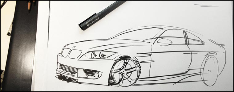 760x300 Mikael Lugnegard Traditional Sketch Rendering - Car Drawing Tutorial