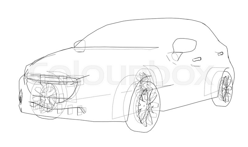 800x474 Car Outline Drawing Vector Rendering Stock Vector Colourbox - Car Drawing Vector