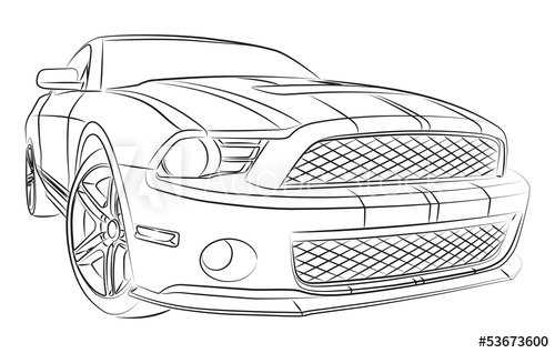 500x318 Modern Muscle Car Drawing - Car Drawing Vector