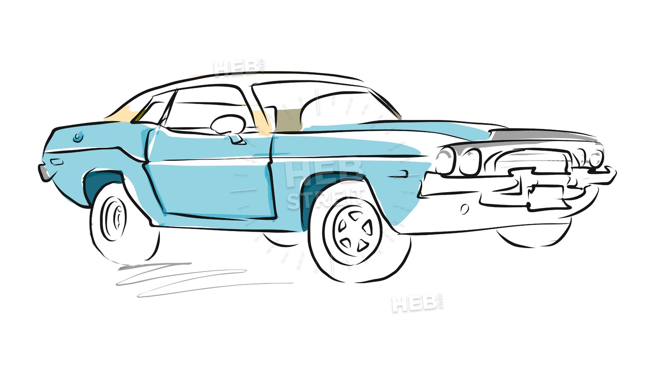 1280x720 Muscle Car Sketch, Vector Drawing Hebstreits Sketches - Car Drawing Vector
