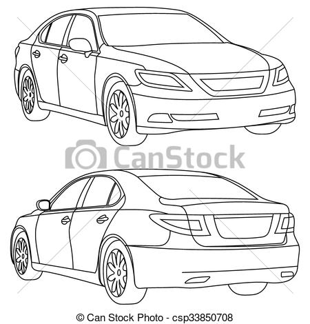450x470 Vector Car Two View Front And Back Vector Business Car - Car Drawing Vector
