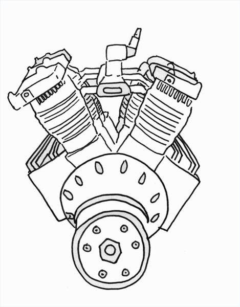 469x600 How To Draw A Car Engine In Halloween Drawings, Car - Car Engine Drawing