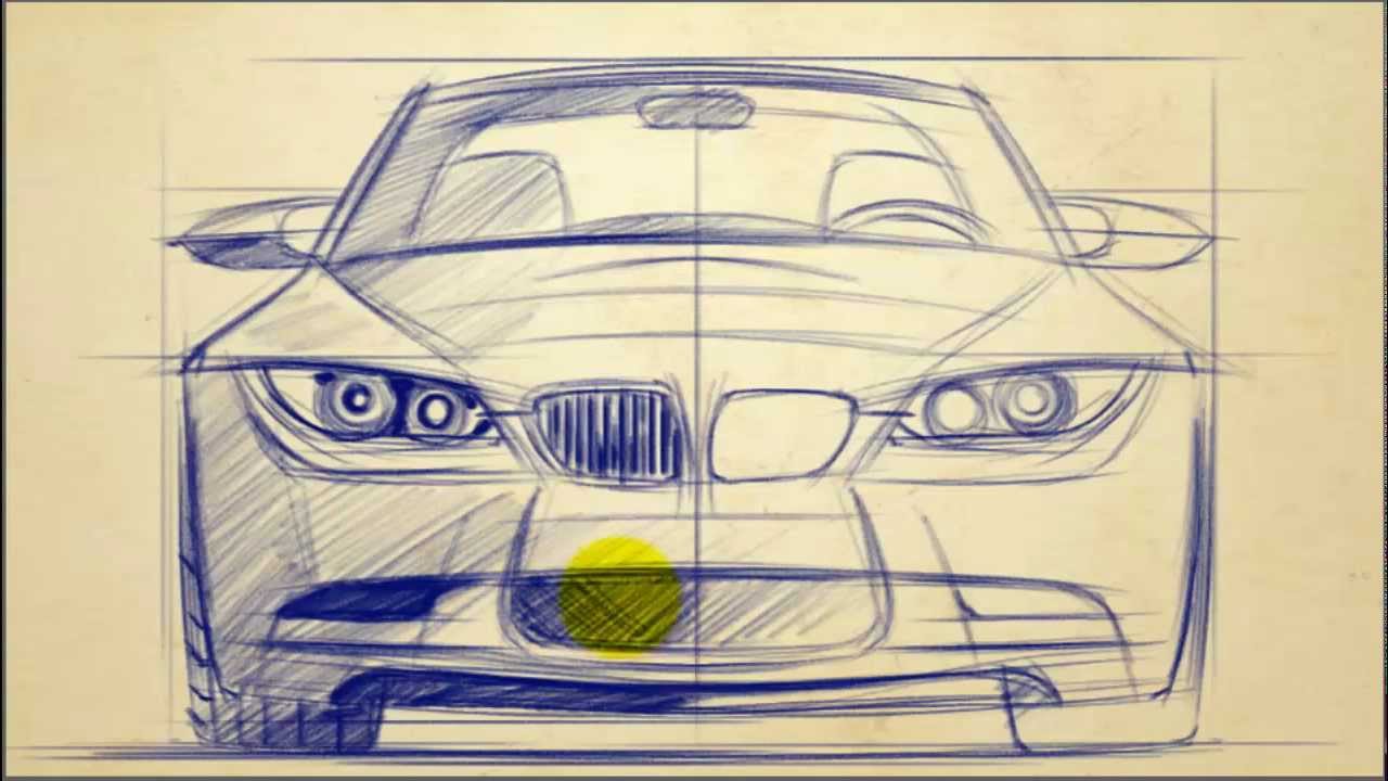 1280x720 Car Design Tutorials How To Draw Bmw Series Front View - Car Front View Drawing