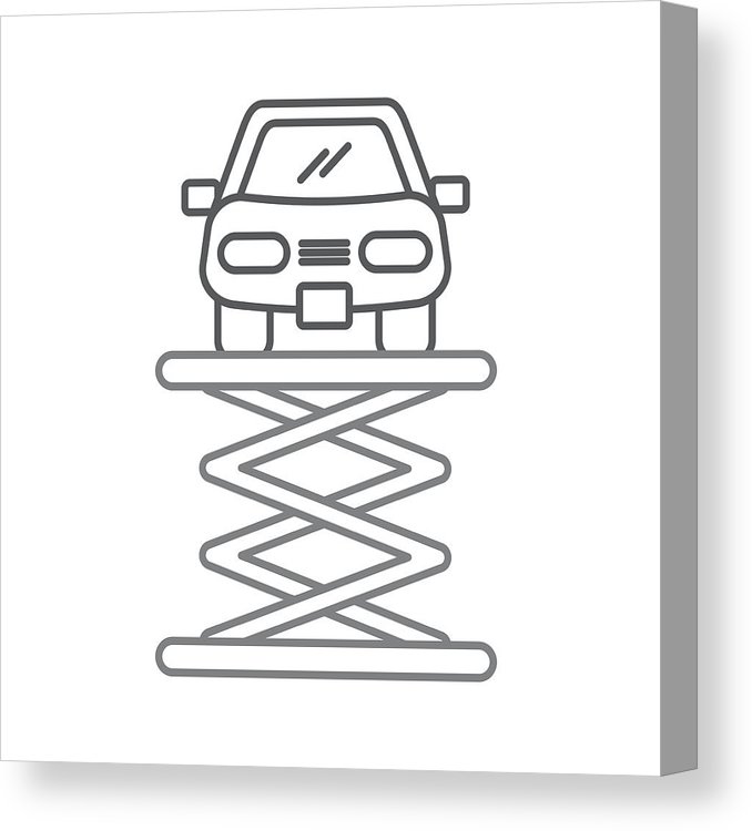 678x750 Cartoon Car Front View Platform Service Maintenance Canvas Print - Car Front View Drawing
