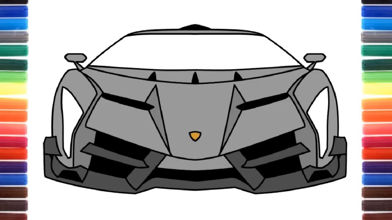 1280x720 how to draw lamborghini veneno roadster front view super cars - Car Front View Drawing