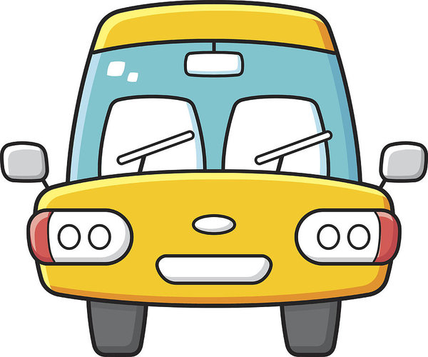 600x500 Yellow Car Front View Vector Art Print - Car Front View Drawing