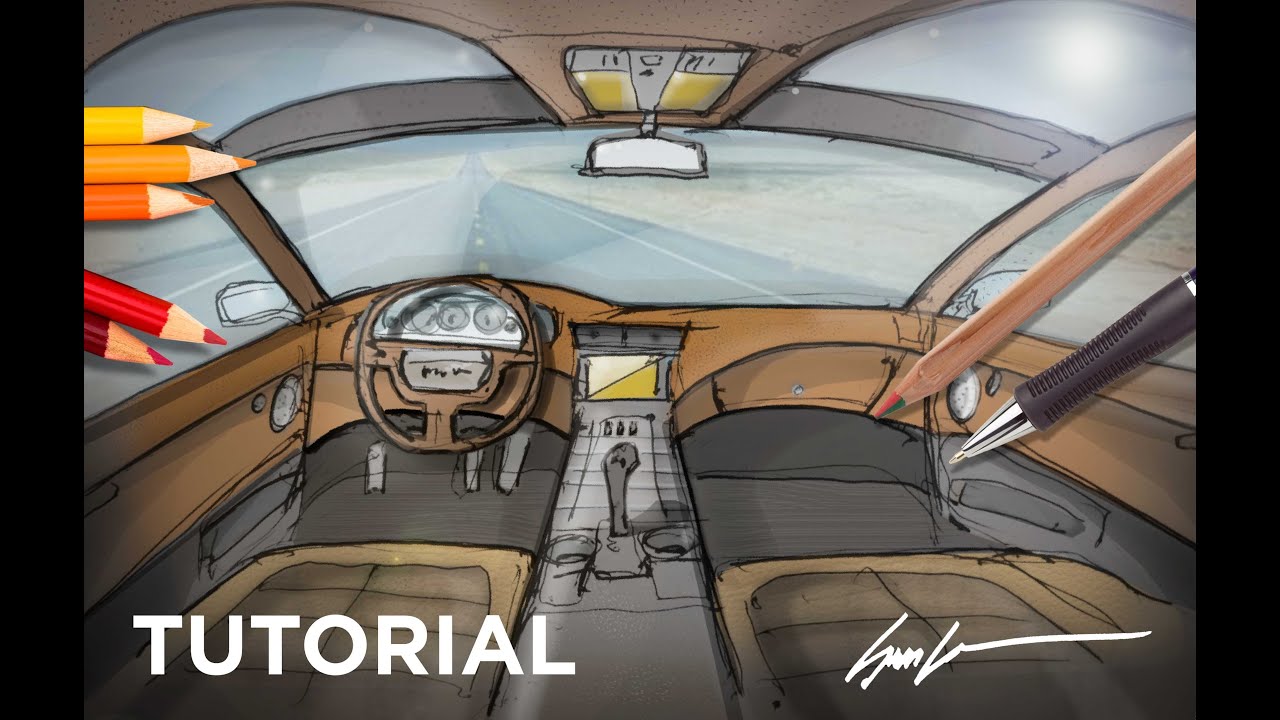 1280x720 easy drawing lesson car interior - Car Interior Drawing