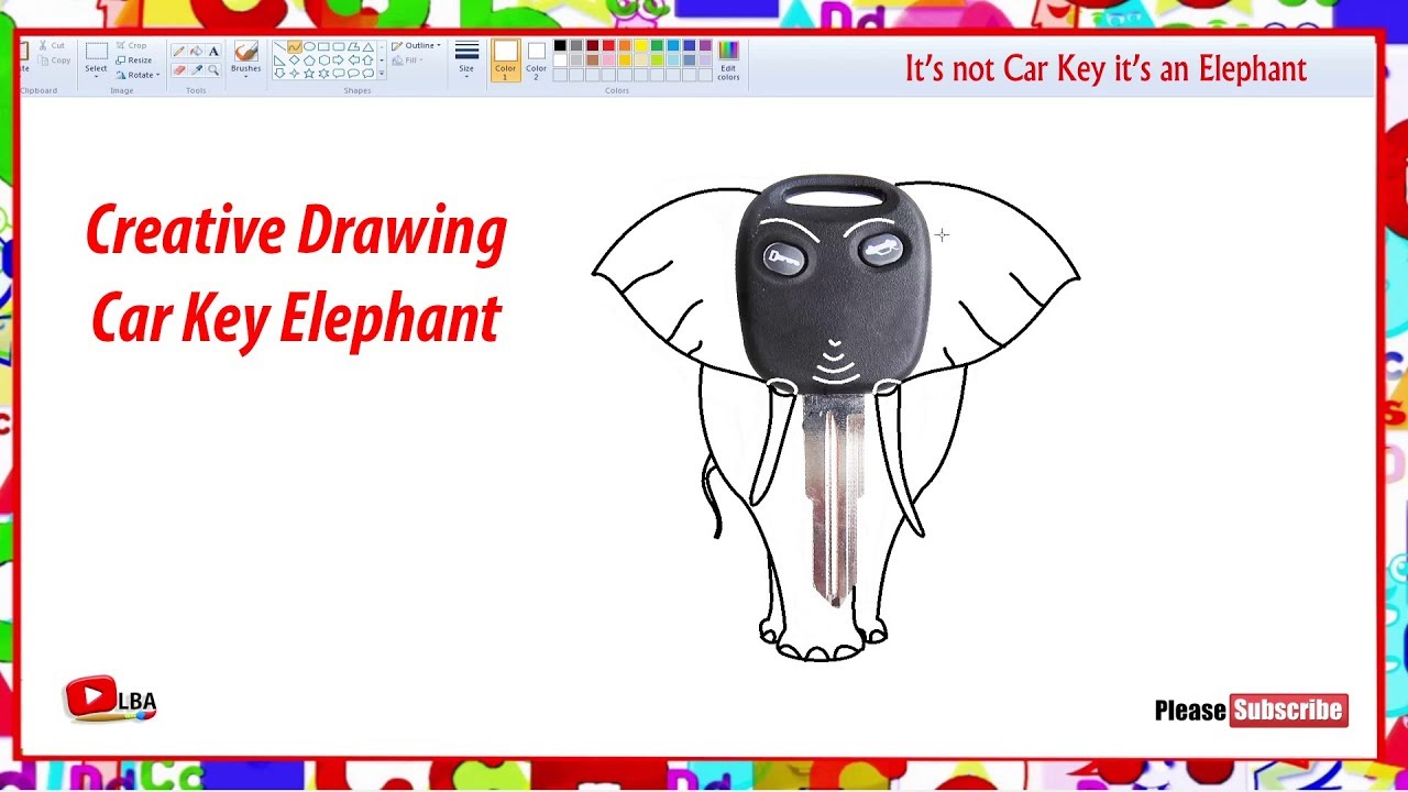 1280x720 Creative Drawing Car Key Elephant Learnbyart - Car Key Drawing