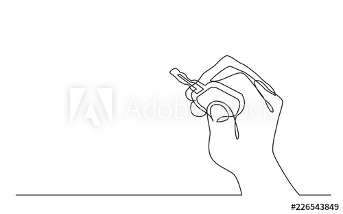 500x313 Continuous Line Drawing Of Hand Holding Car Key - Car Key Drawing