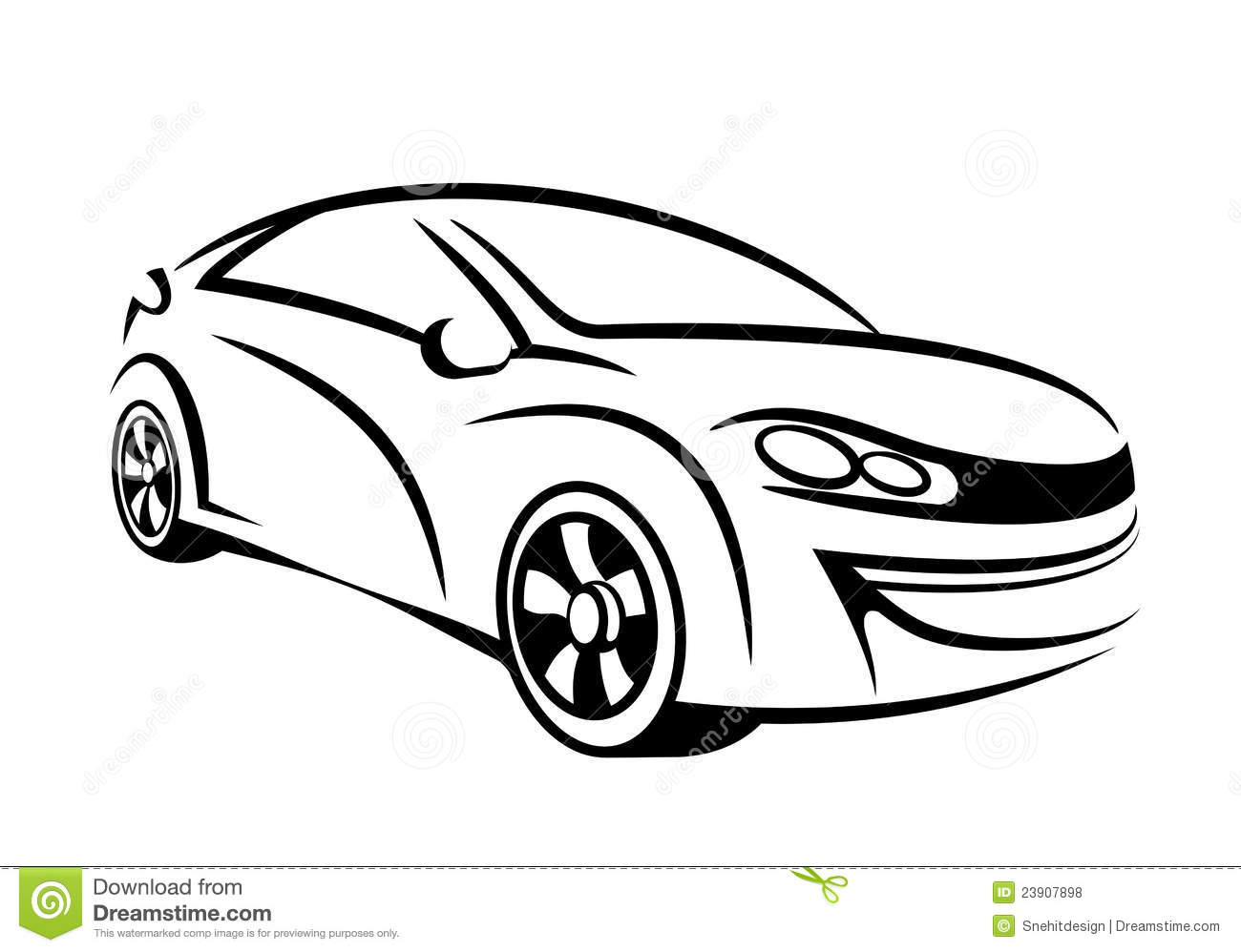 1300x998 Car Line Art Group With Items - Car Line Drawing