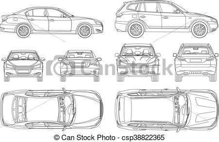 450x293 car sedan and suv line draw four all view top side back insurance - Car Line Drawing