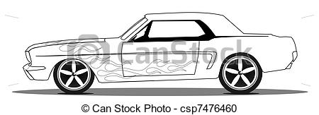 450x163 muscle car vintage muscle car with flames, line drawing - Car Line Drawing
