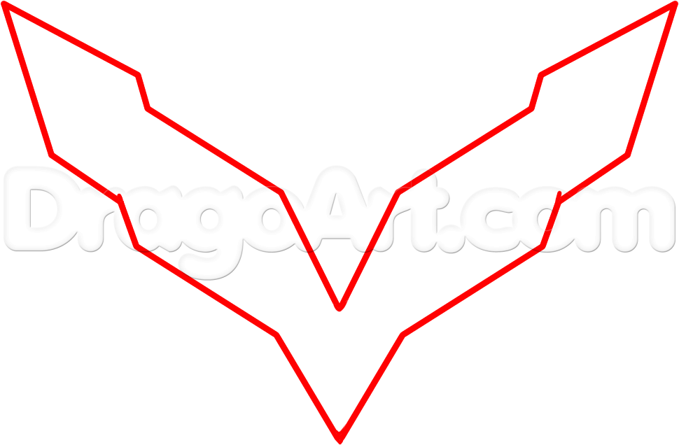 970x636 How To Draw The Corvette Logo, Step - Car Logo Drawing