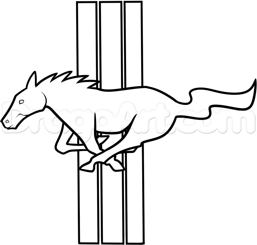 875x836 How To Draw The Mustang Logo, Step - Car Logo Drawing