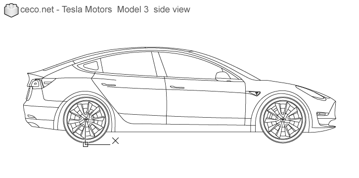 726x360 autocad drawing tesla inc model tesla motors electric car side dwg - Car Motor Drawing