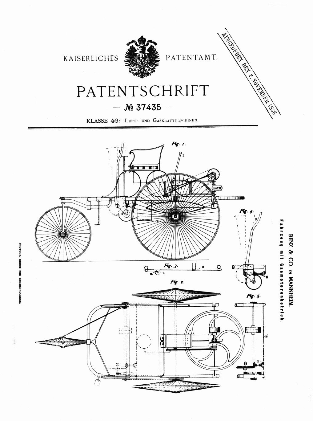 1017x1366 benz patent motorwagen birth of the motorcar heacock - Car Motor Drawing