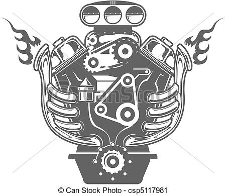 450x388 racing engine hand drawn racing car engine, front view - Car Motor Drawing