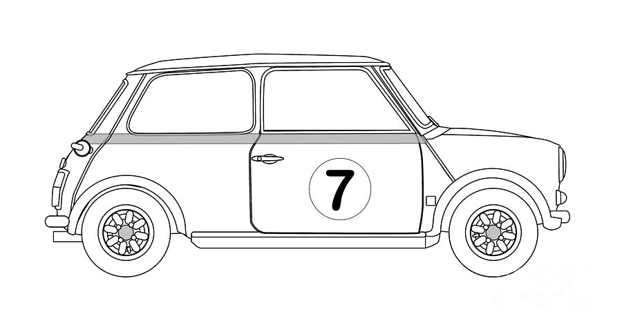 900x481 compact saloon outline drawing digital art - Car Outline Drawing