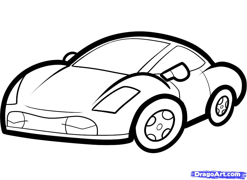 1037x757 How To Draw A Ferrari For Kids, Step - Car Outline Drawing