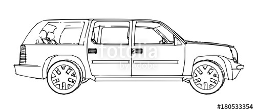 500x219 suv car outline drawing of a hand stock image and royalty free - Car Outline Drawing