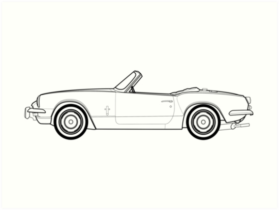 549x413 triumph spitfire classic car outline drawing art prints - Car Outline Drawing
