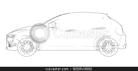 450x234 Car Outline Drawing Vector Stock Vector - Car Outline Drawing