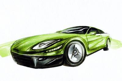 400x267 Car Art Sketch Sport Car Pencil Drawing Photographic Print - Car Pencil Drawing